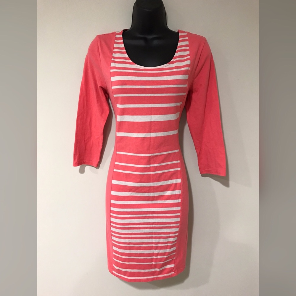 Coral & White striped dress